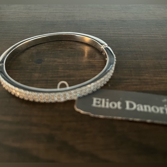 Eliot Danori Silver-Tone Pave Cubic Zirconia Bangle Bracelet, Created for Macy's - Picture 3 of 3